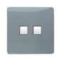 Trendi Switch 2 Gang RJ45 Cat 6 PC Ethernet & Modern Designer Telephone Slave Sockets in Cool Grey