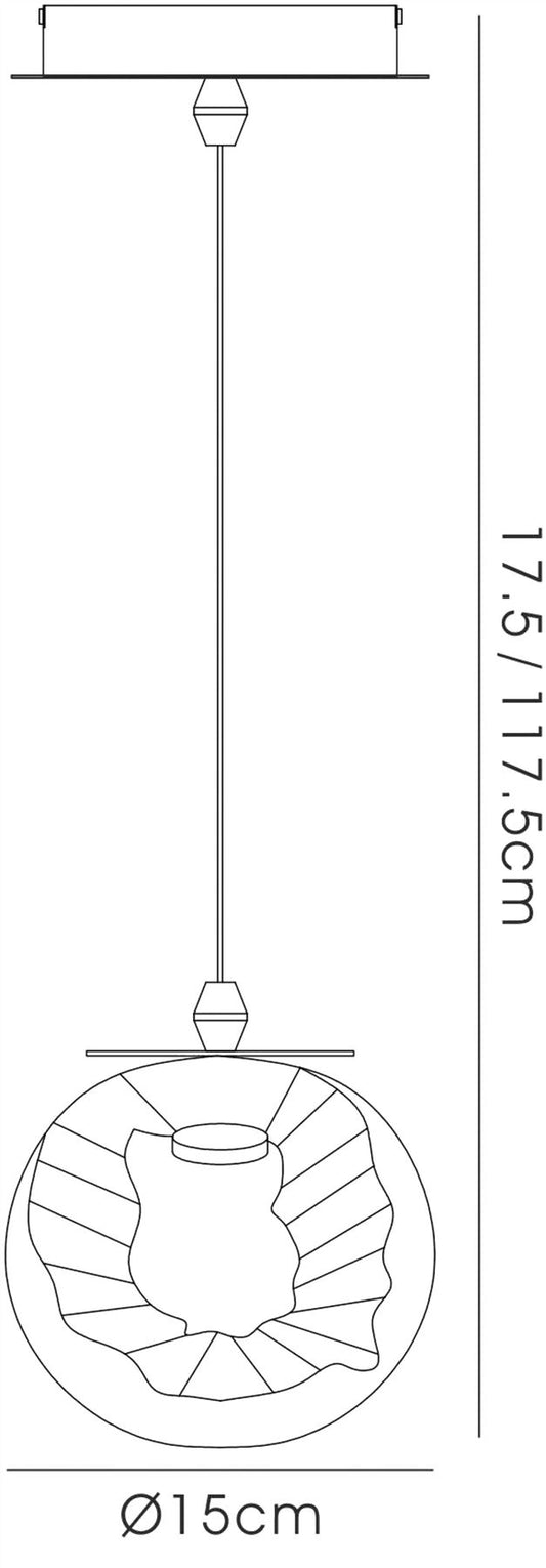 Diyas Salvio 15cm Ceramic Round Sculpture  1 x 3W LED 4200K Chrome/Black, 3yrs Warranty Ceiling Pendant Light Fitting