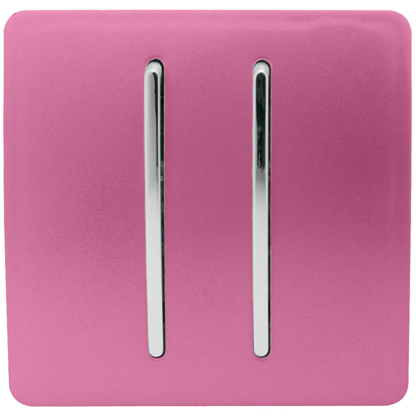 Trendi 2 Gang 2 Way 240V Screwless Artistic Modern Glossy 10 Amp Chrome Rocker Electrical Wall Light Switch in Candy Pink (2 pack)