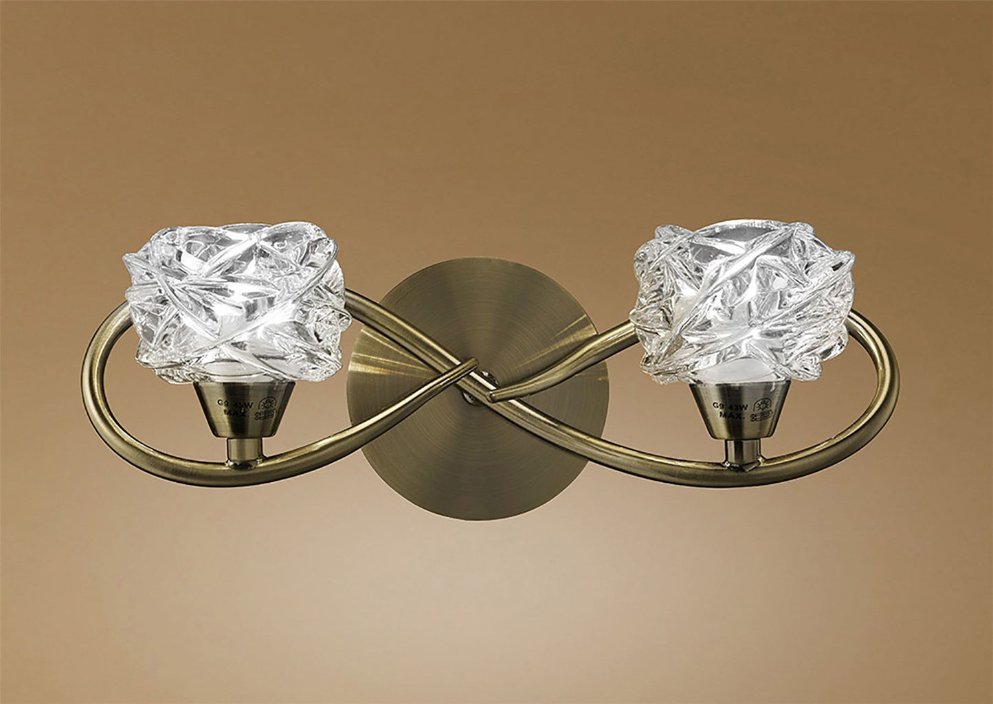 Mantra Maremagnum Wall Light Switched 2 Light G9, Antique Brass