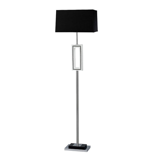 Diyas Home (DH) Linea Floor Lamp 1 Light E27 with Black Shade Polished Chrome/Black/Crystal