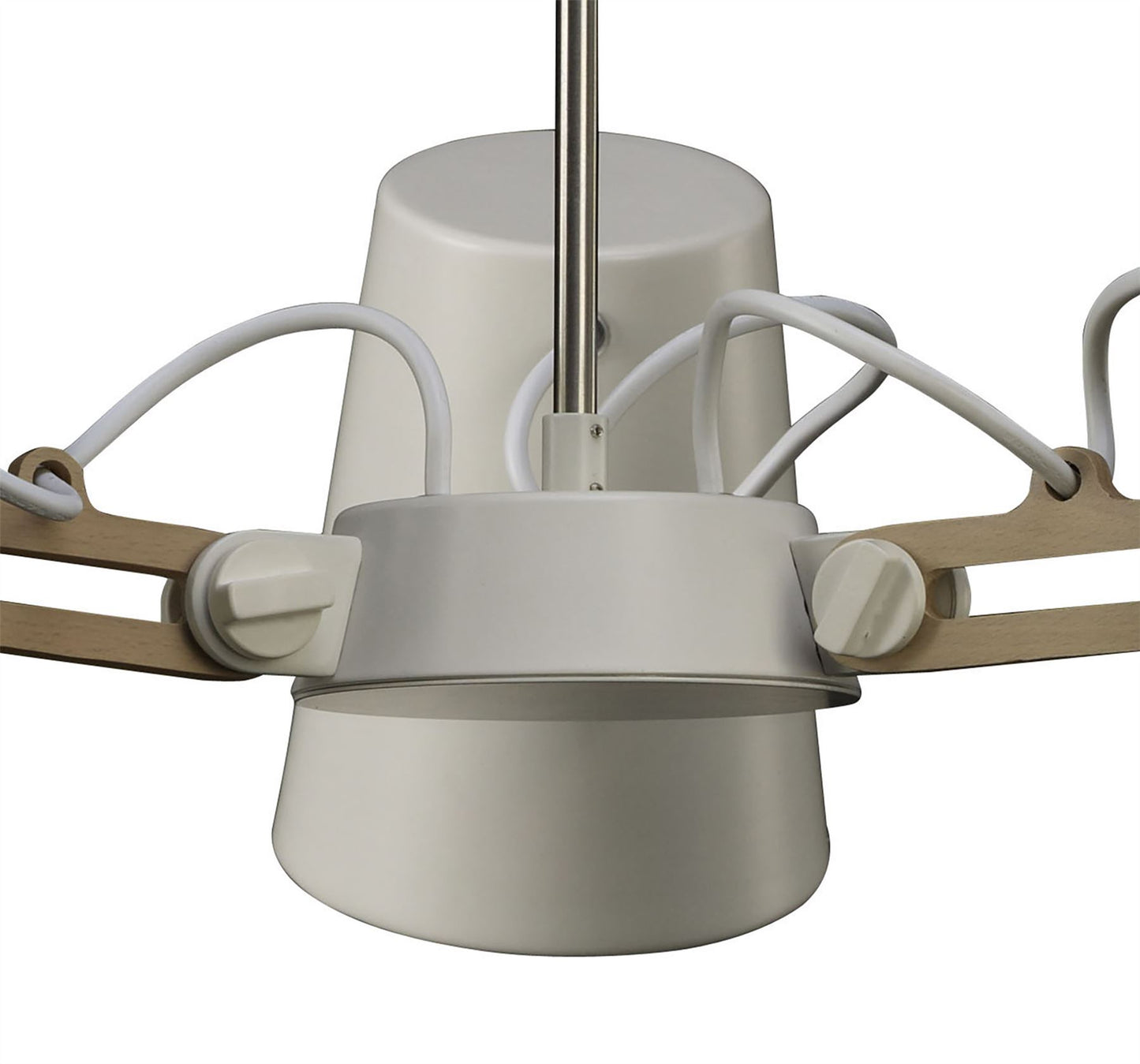 Mantra M3771 Looker Pendant 3 Light E27, Matt White/Beech