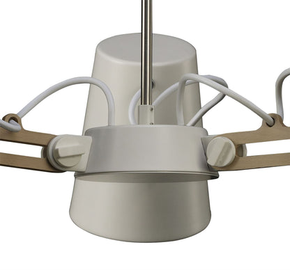 Mantra M3771 Looker Pendant 3 Light E27, Matt White/Beech