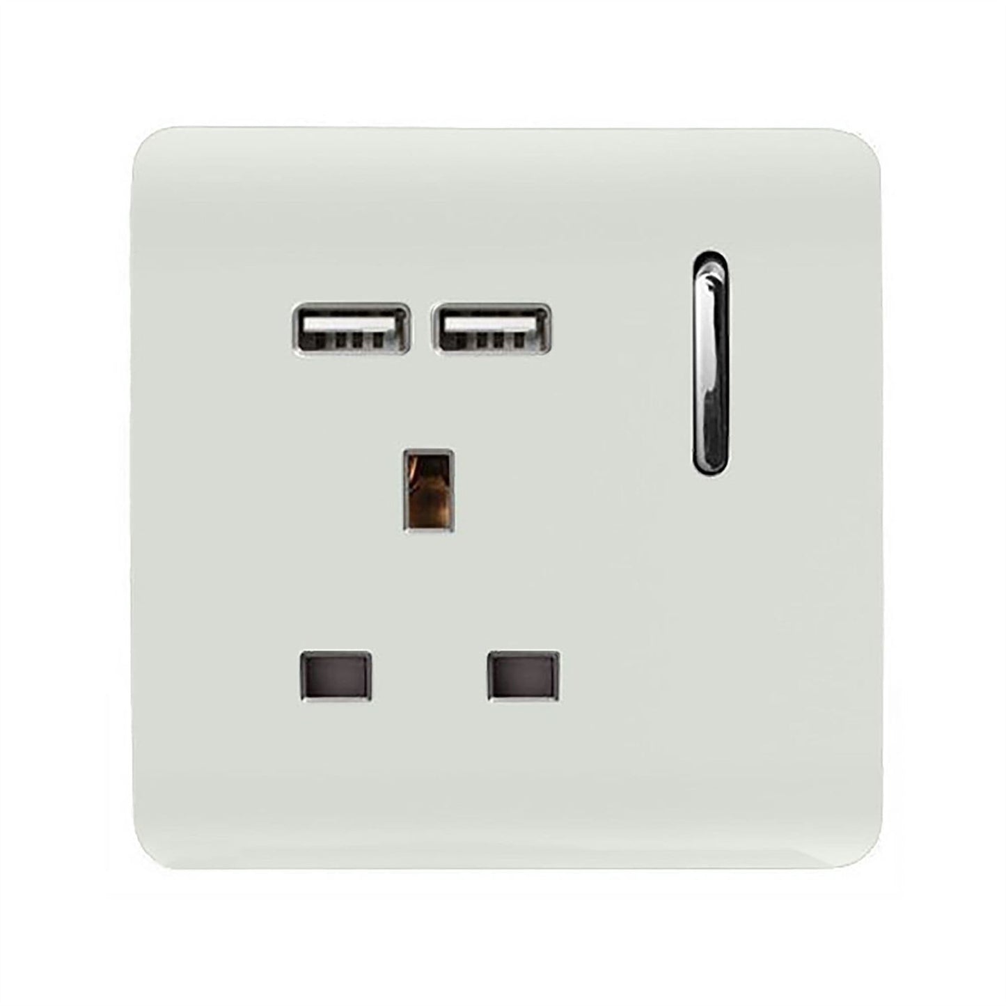 Trendi 1 Gang Artistic Modern Glossy 13 Amp 2 x 2.1mA USB Switched Tactile Plug Socket Ice White