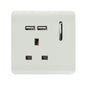 Trendi 1 Gang Artistic Modern Glossy 13 Amp 2 x 2.1mA USB Switched Tactile Plug Socket Ice White