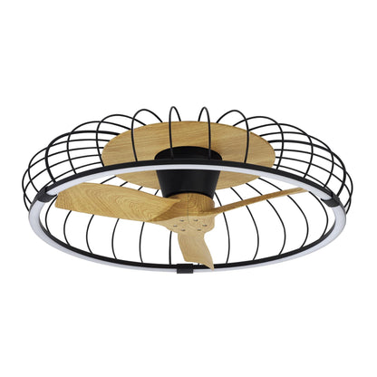 Nature 79cm 75W LED Dimmable Ceiling Light With Built-In 30W DC Reversible Fan, Black/Wood Finish c/w Remote & APP Control, 5000lm