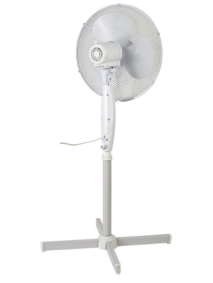 Airo 45W 16 Inch 3 Speed Oscillating Pedestal Fan in White