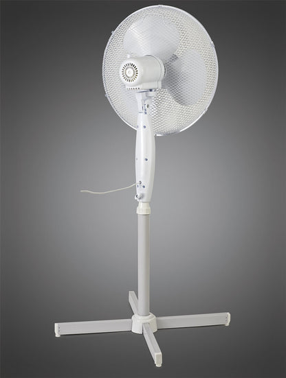 Airo 45W 16 Inch 3 Speed Oscillating Pedestal Fan in White