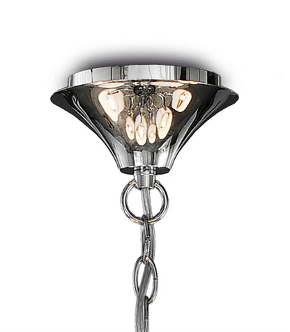 Mantra M6310 Andrea Pendant 100cm Round, 8+4 x E14 (Max 20W), Polished Chrome, White Shades, Black Crystal Droplets