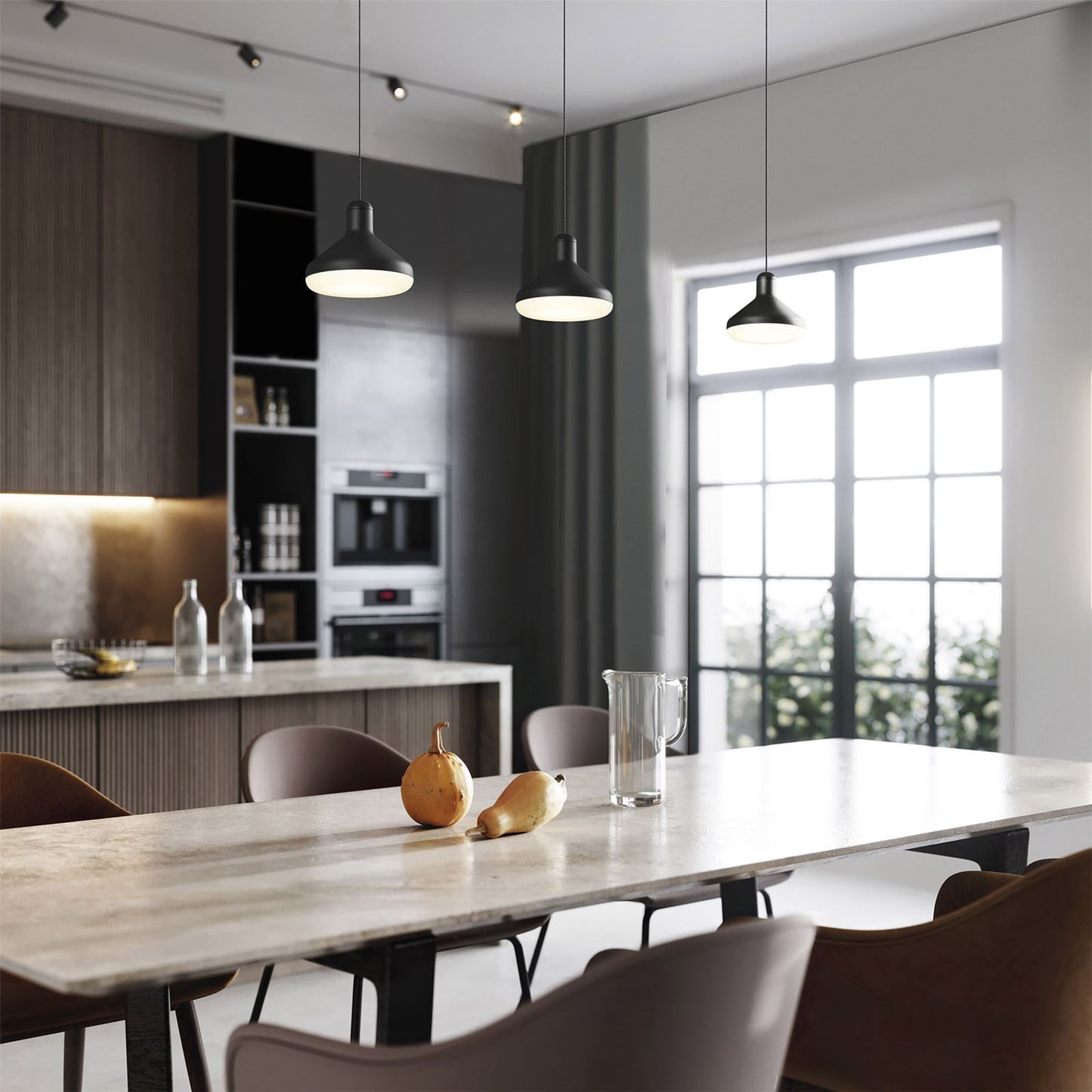 Mantra Fusion Sirio 3 Light Linear Bar Pendant, 24W LED, 3000K, 1770lm, Black, 3yrs Warranty