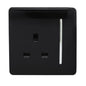 Trendi 1 Gang Artistic Modern 13 Amp Switched Plug Socket Black ART-SKT13BK