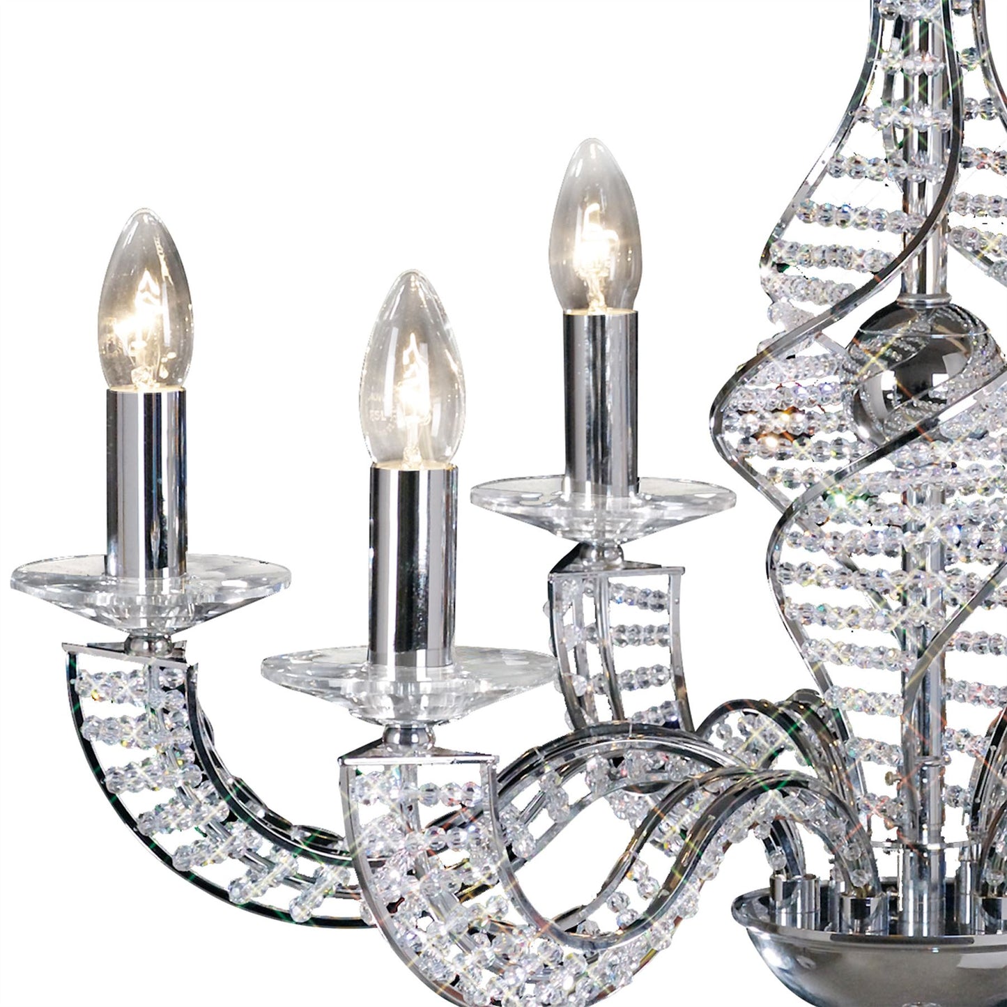Diyas Santo 66cm  6 Light E14 Polished Chrome/Crystal Ceiling Pendant Light Fitting