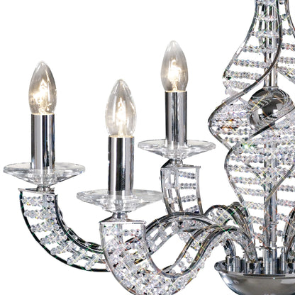 Diyas Santo 66cm  6 Light E14 Polished Chrome/Crystal Ceiling Pendant Light Fitting