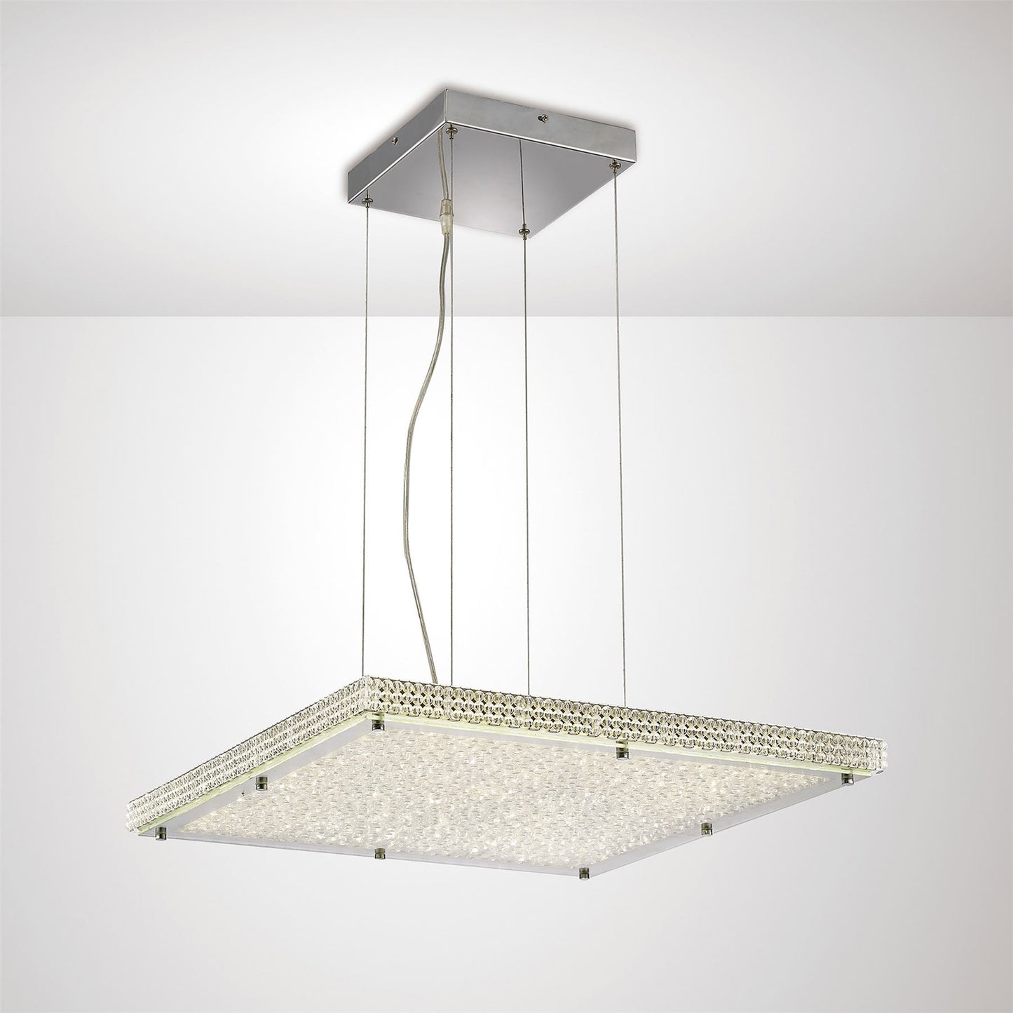Diyas Amelia Square  44W 3900lm LED 4000K Stainless Steel/Crystal, 3yrs Warranty Ceiling Pendant Light Fitting