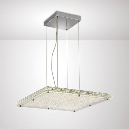 Diyas Amelia Square  44W 3900lm LED 4000K Stainless Steel/Crystal, 3yrs Warranty Ceiling Pendant Light Fitting