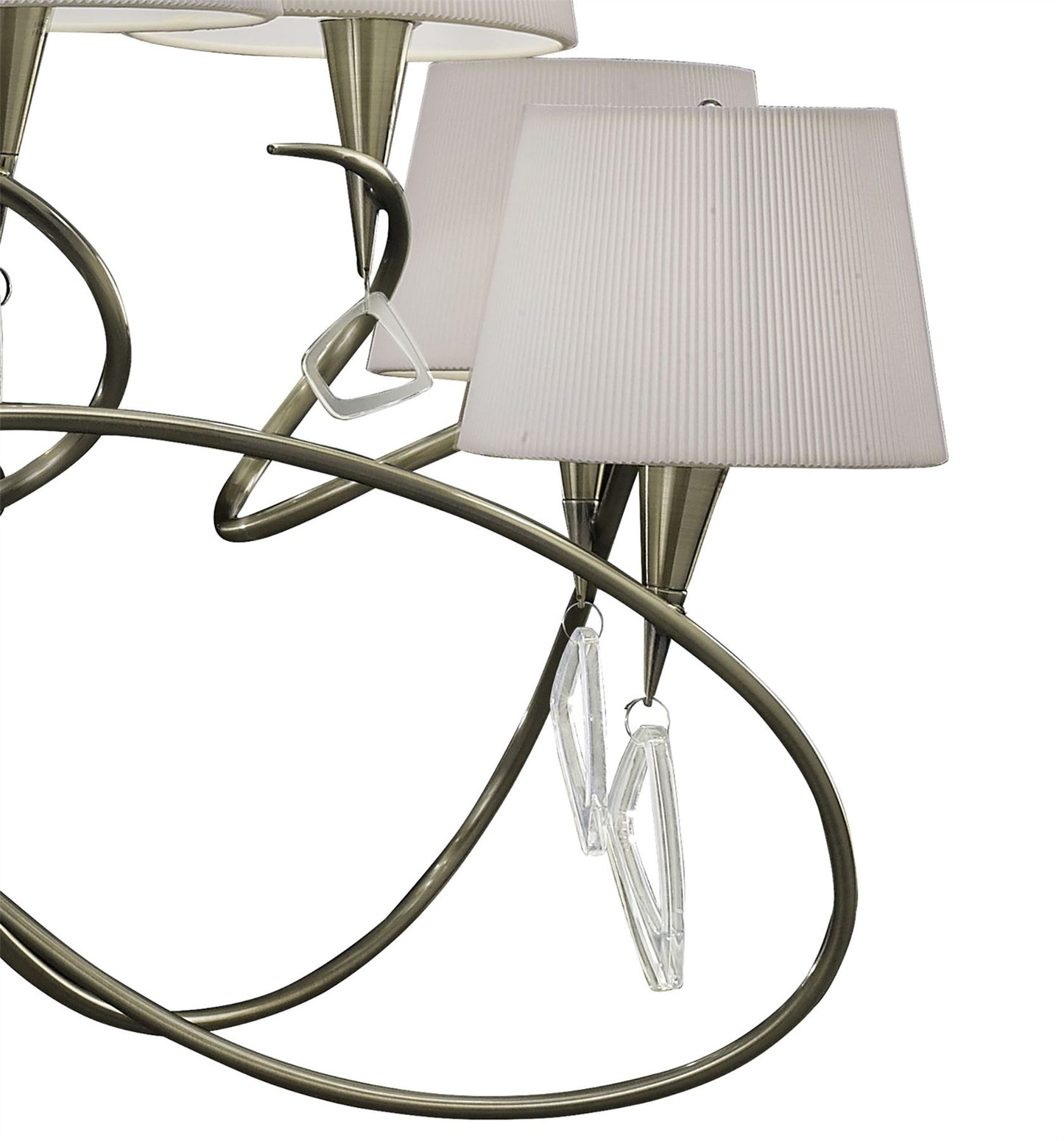 Mantra Mara 100cm Pendant 2 Tier 8 Light E14, Antique Brass with Ivory White Shades