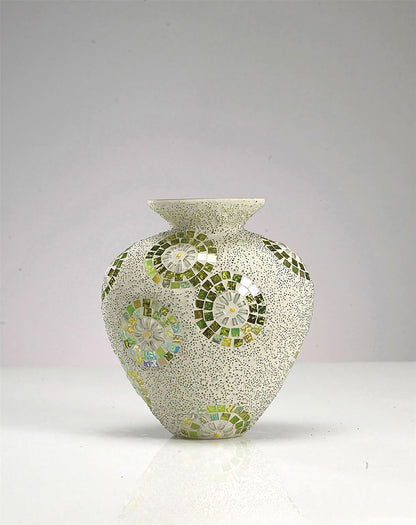 Diyas Home (DH) Floretta Mosaic Vase Small Green/Silver/White Mosaic