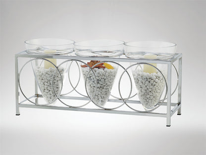 Diyas Home (DH) Tessa Candle Holder 3 Cone Polished Chrome/Clear Glass Art