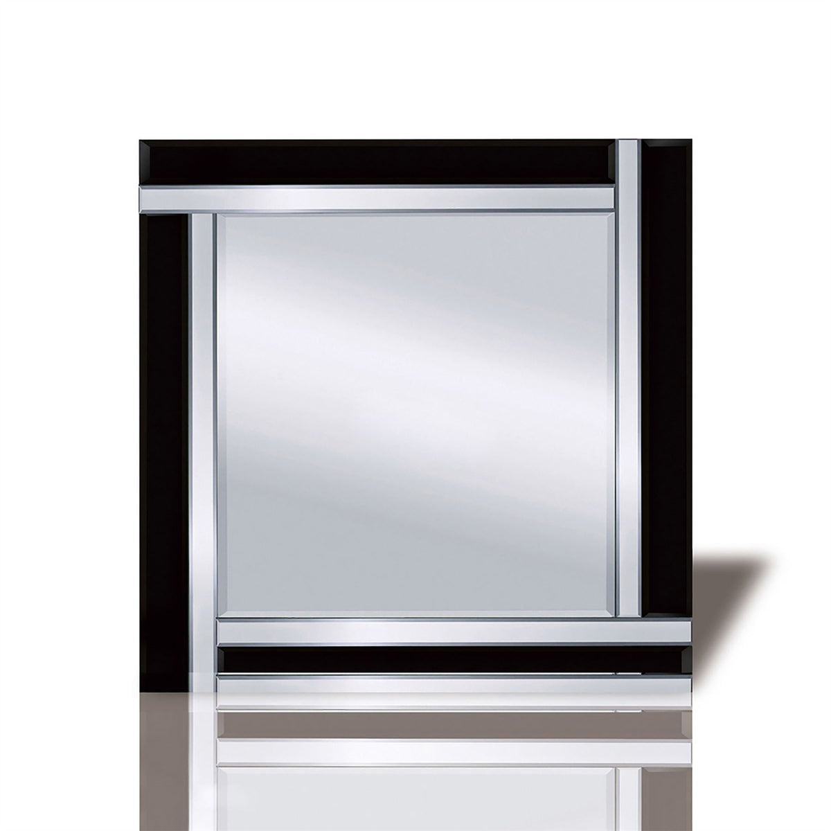 Diyas Home Nevada Detailed Mirror 60cm x 60cm Black Boarder Cut (Can Only Be Shipped On A Pallet, Additional Charges May Apply.) Mirrors