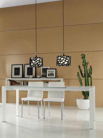 Mantra Lupin Linear Pendant 2 Light E27 Line, Gloss Black/White Acrylic/Polished Chrome, CFL Lamps INCLUDED