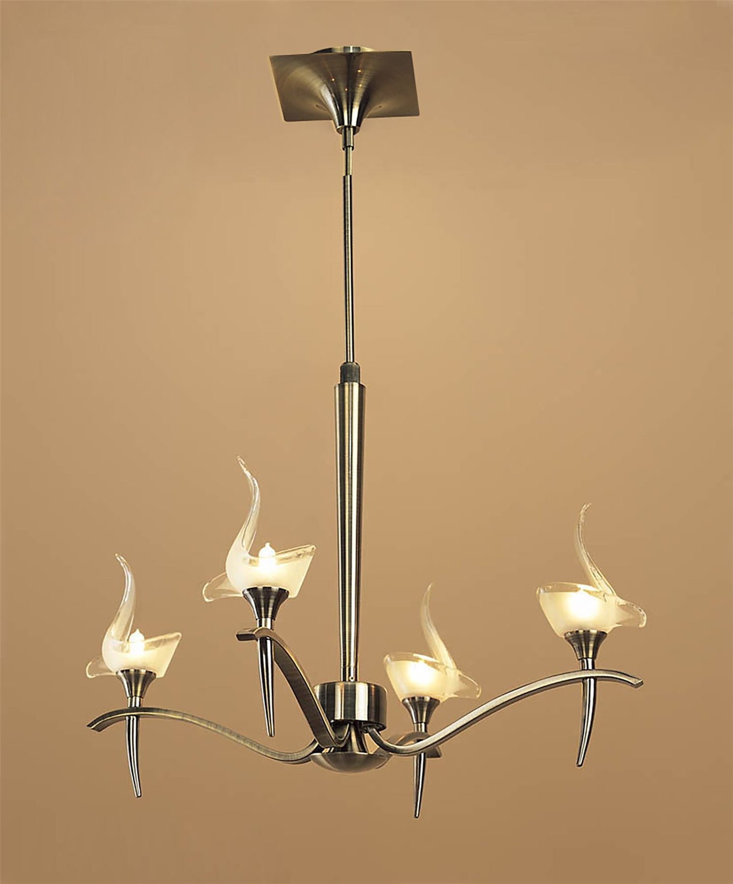 Mantra Viena 53cm Telescopic Pendant Round 4 Light G9, Antique Brass