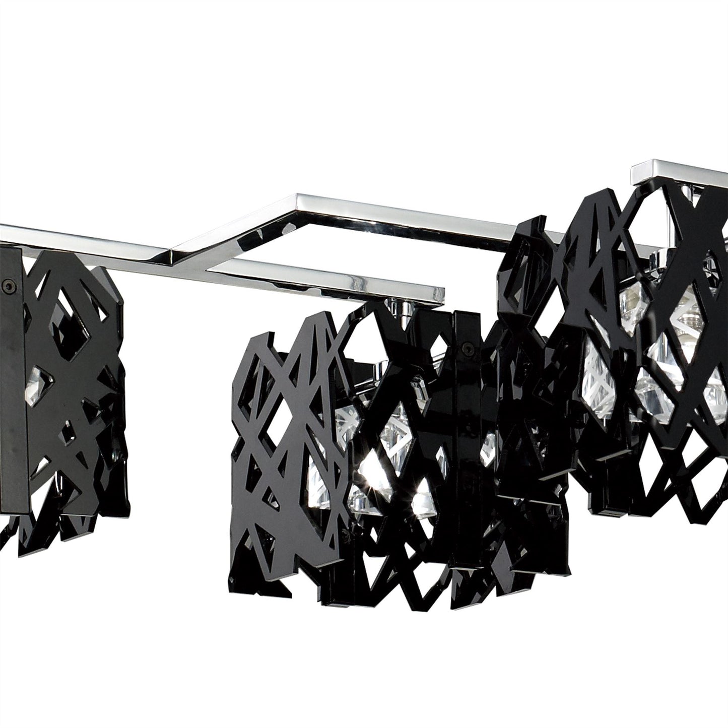 Mantra Tokio Rectangular Telescopic 6 Light G9 Line, Gloss Black/Polished Chrome