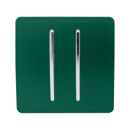 Trendi 2 Gang 2 Way Artistic Modern Glossy 10 Amp Rocker Tactile Light Switch Dark Green