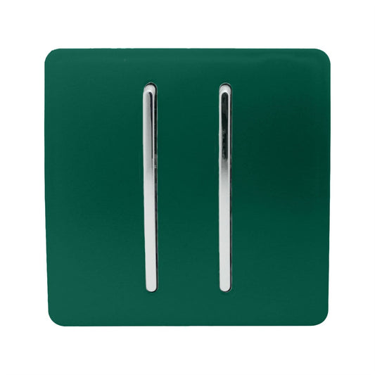 Trendi 2 Gang 2 Way Artistic Modern Glossy 10 Amp Rocker Tactile Light Switch Dark Green