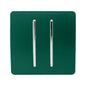 Trendi 2 Gang 2 Way Artistic Modern Glossy 10 Amp Rocker Tactile Light Switch Dark Green