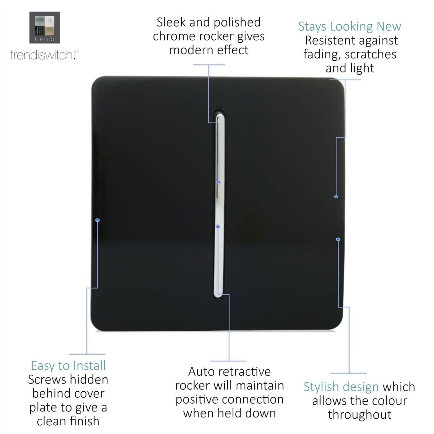 Trendi 1 Gang Retractive Black
