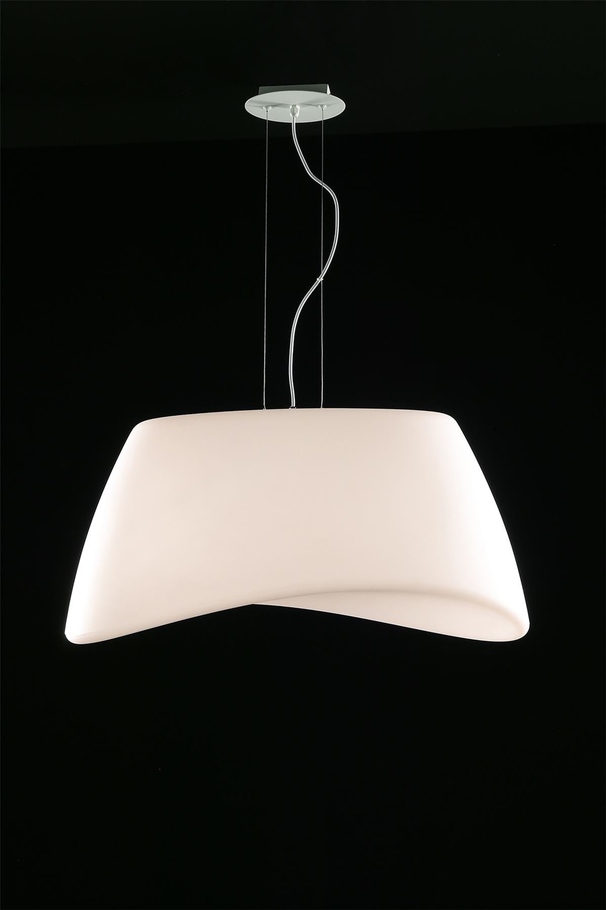 Mantra M1504 Cool Pendant 2 Light E27 Oval Outdoor IP44, Matt White/Opal White