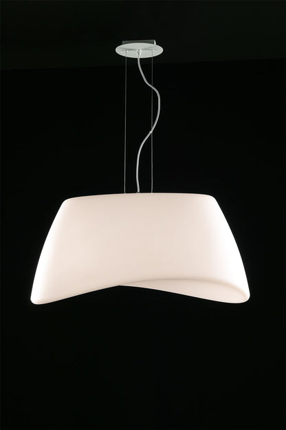 Mantra M1504 Cool Pendant 2 Light E27 Oval Outdoor IP44, Matt White/Opal White