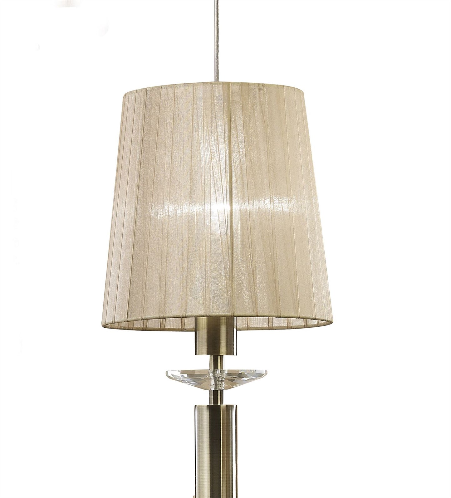 Mantra M3877 Tiffany Pendant 5+5 Light E27+G9 Spiral, Antique Brass with Soft Bronze Shades & Clear Crystal