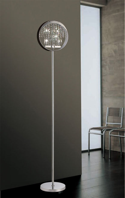Diyas Geo Floor Lamp with Black Shade 9 Light G4 Polished Chrome/Crystal, NOT LED/CFL Compatible