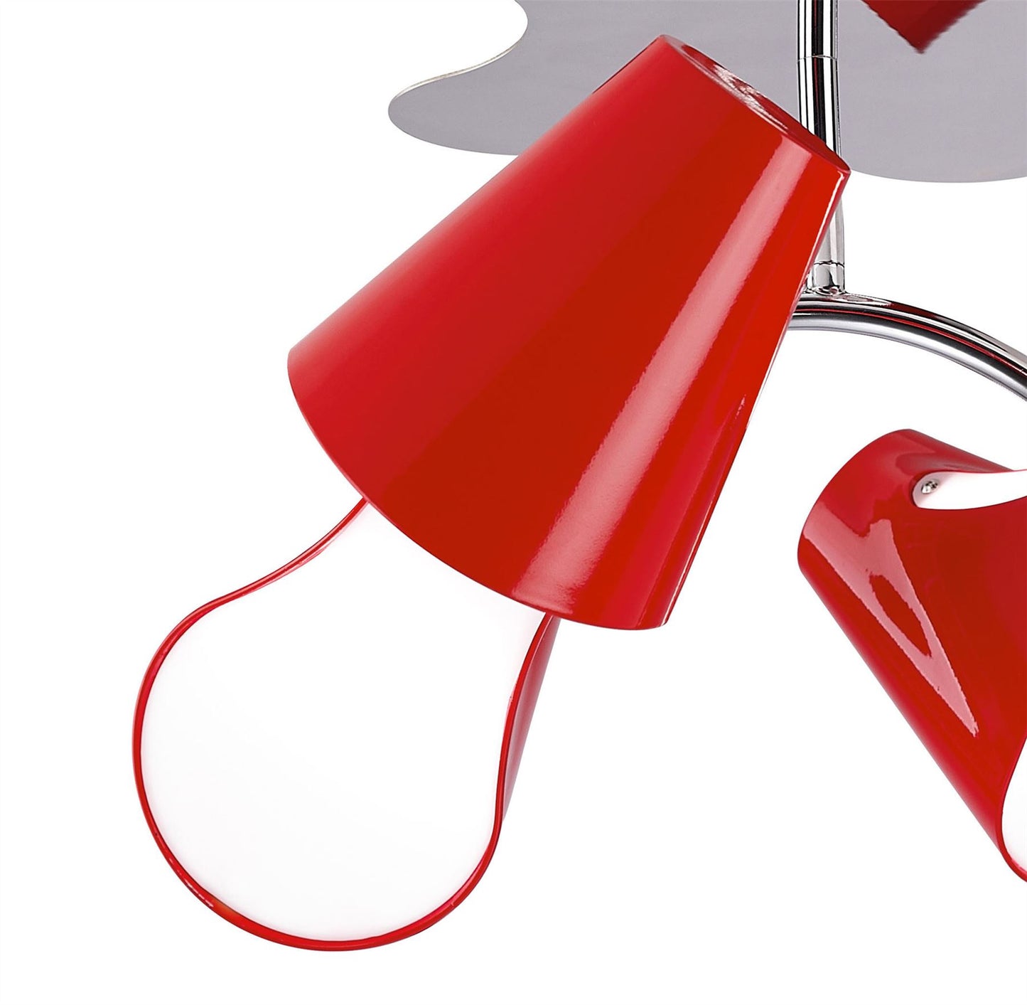 Mantra M1565 Ora Ceiling 2 Arm 4 Light E27, Gloss Red/White Acrylic/Polished Chrome