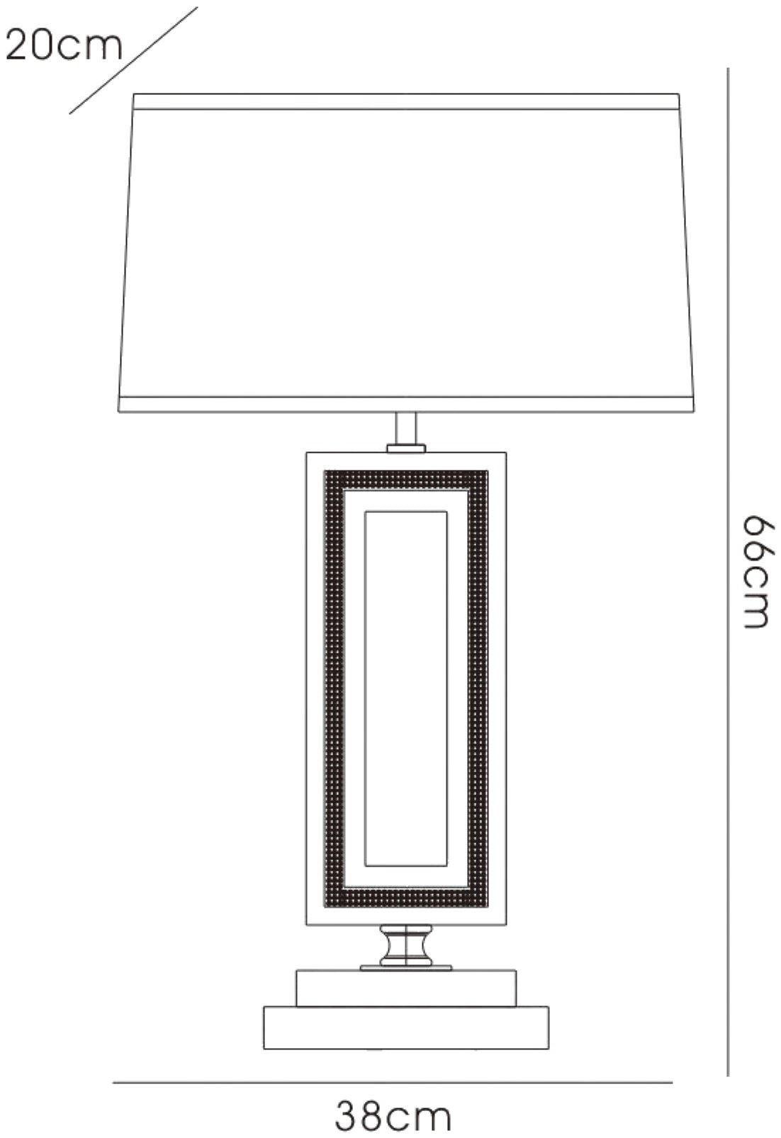 Diyas Home (DH) Linea Table Lamp Rectangle 1 Light E27 with Black Shade Polished Chrome/ Black/Crystal