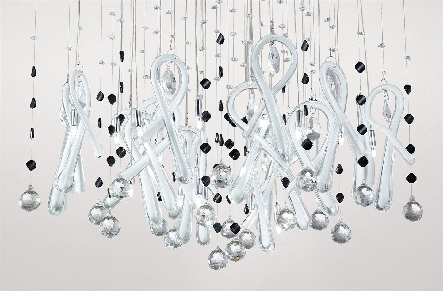Diyas Class  Square 20 Light G4 Polished Chrome/White Glass/Crystal, NOT LED/CFL Compatible Ceiling Pendant Light Fitting