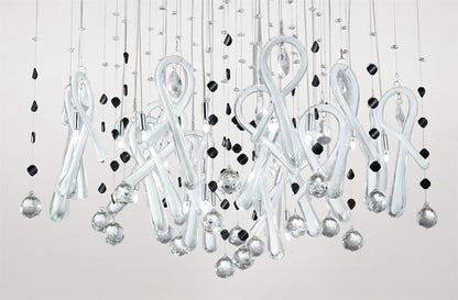 Diyas Class  Square 20 Light G4 Polished Chrome/White Glass/Crystal, NOT LED/CFL Compatible Ceiling Pendant Light Fitting