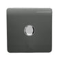 Trendi 1 Gang 2 Way 240V 100w LED Dimmer Screwless Raised Front Plate Plastic Artistic Modern Glossy 10 Amp Chrome Single Electrical Wall Light Switch in Charcoal - ART-LDMCH