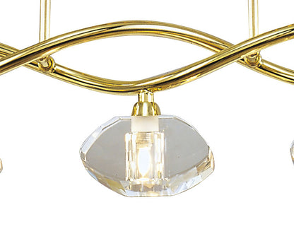 Mantra Alfa Linear Pendant 5 Light G9, Polished Brass