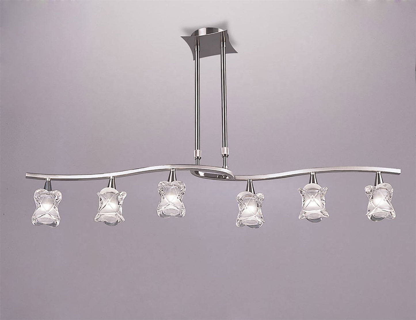 Mantra Rosa Del Desierto Telescopic Linear Pendant Line 6 Light G9, Satin Nickel
