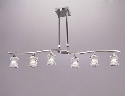 Mantra Rosa Del Desierto Telescopic Linear Pendant Line 6 Light G9, Satin Nickel