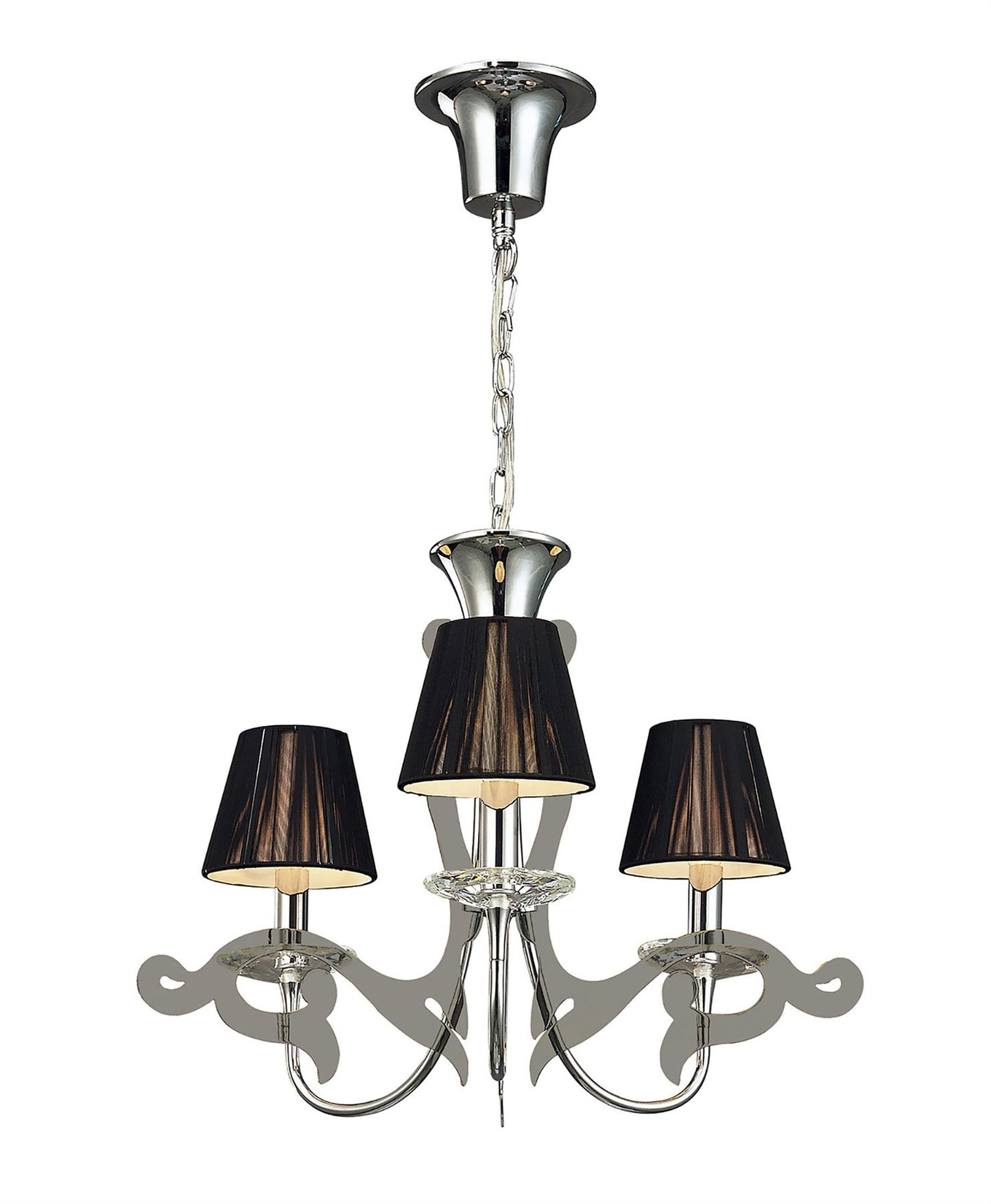 Mantra Acanto 48cm Pendant Round 3 Light E14, Polished Chrome with Black Shades