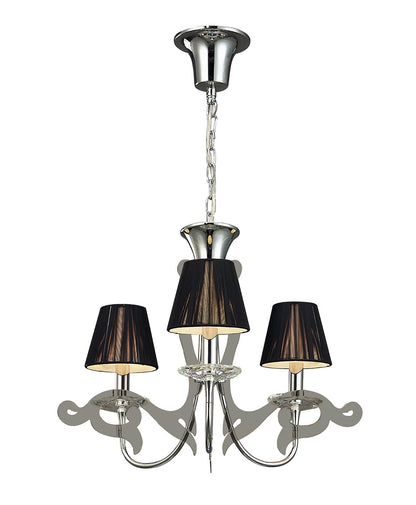 Mantra Acanto 48cm Pendant Round 3 Light E14, Polished Chrome with Black Shades