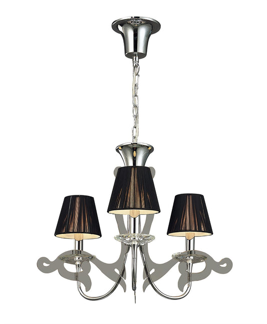 Mantra Acanto 48cm Pendant Round 3 Light E14, Polished Chrome with Black Shades