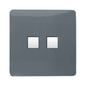 Trendi Switch 2 Gang RJ45 Cat 6 PC Ethernet & Modern Designer Telephone Slave Sockets in Warm Grey