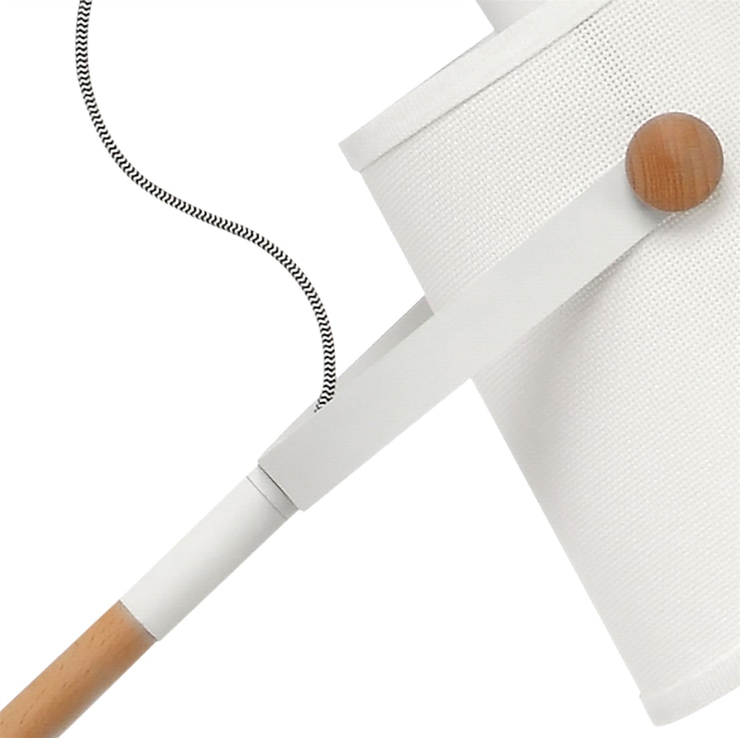 Mantra M4920 Nordica Floor Lamp with White Shade 1 Light E27, Matt White/Beech with Ivory White Shade
