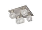 Deco Accor Ceiling Flush 5 Light G9, 230mm Square, Satin Nickel/Clear Glass