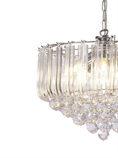 Deco Lana Pendant with Acrylic Spheres, 5 Light E14 Polished Chrome Finish