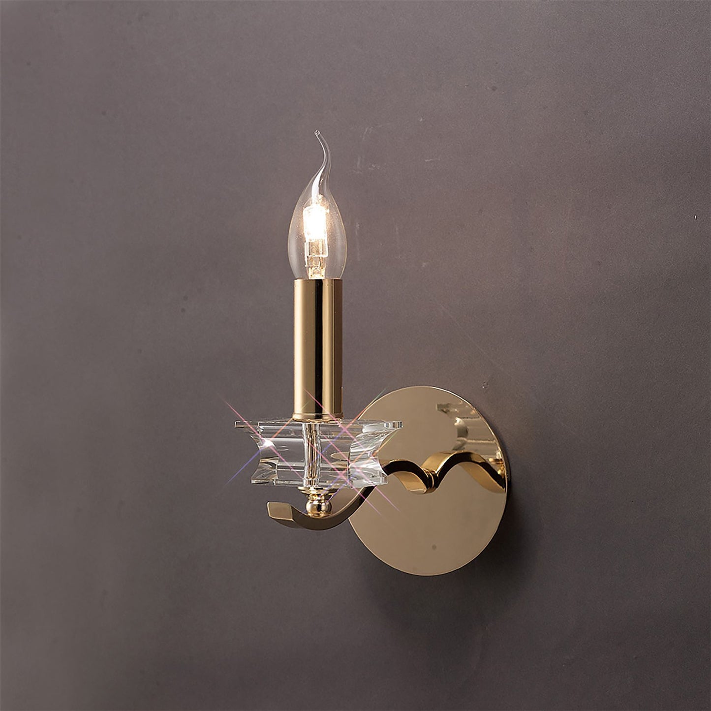 Diyas Nydia Wall Light 1 Light E14 French Gold/Crystal